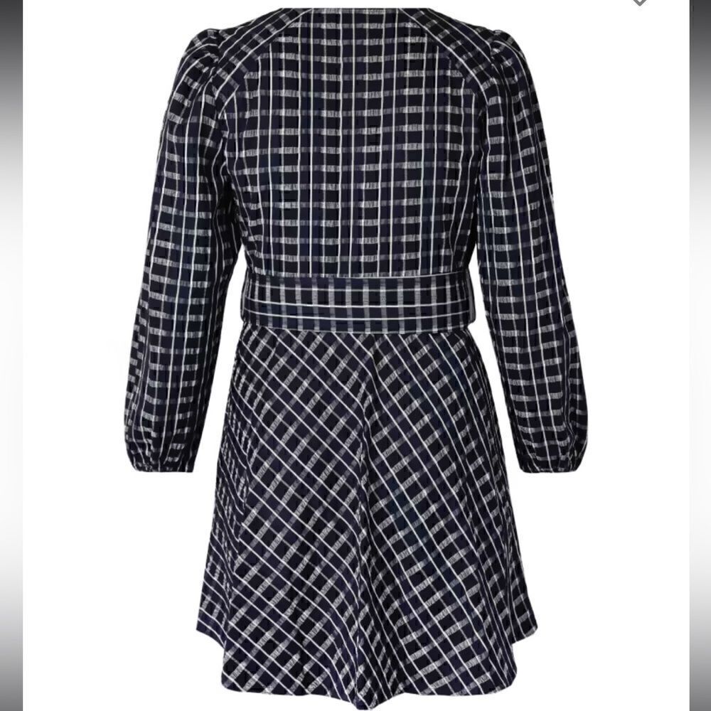 NWTs Tanya Taylor Nicola Puff-Sleeve Belted Check Mini Dress Size 2 - Picture 3 of 13